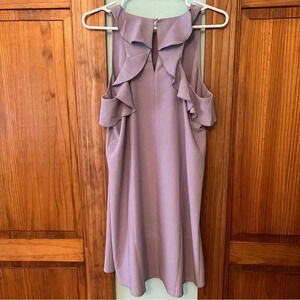 LOFT Purple Ruffle Back Dress Petite S